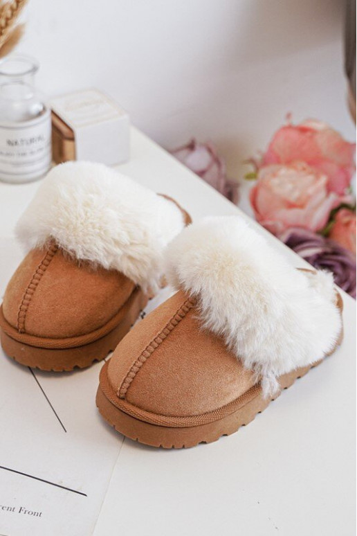 Zapatillas infantiles con pelo marrón Birasta