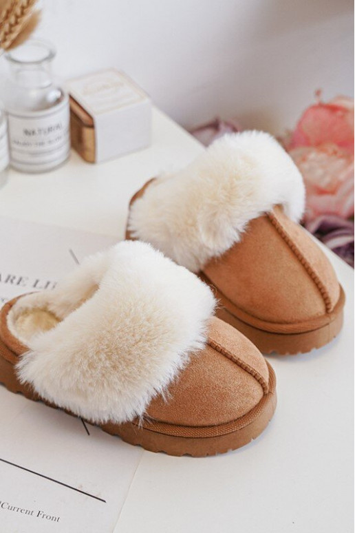 Zapatillas infantiles con pelo marrón Birasta
