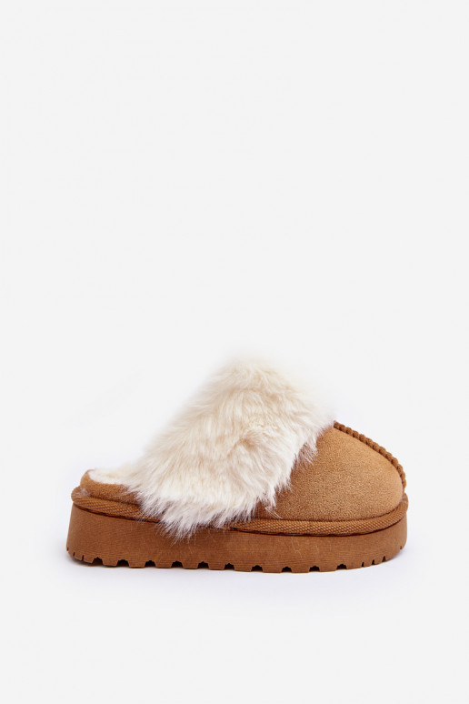 Zapatillas infantiles con pelo marrón Birasta