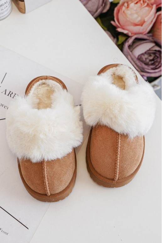 Zapatillas infantiles con pelo marrón Birasta