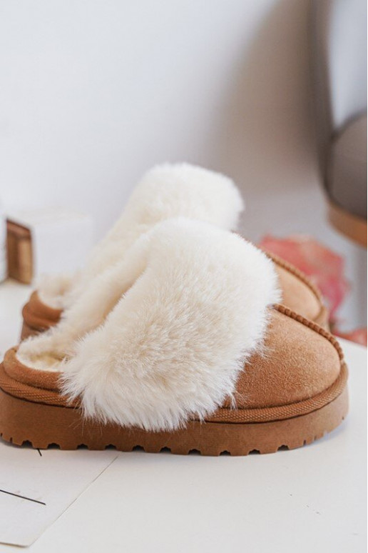 Zapatillas infantiles con pelo marrón Birasta