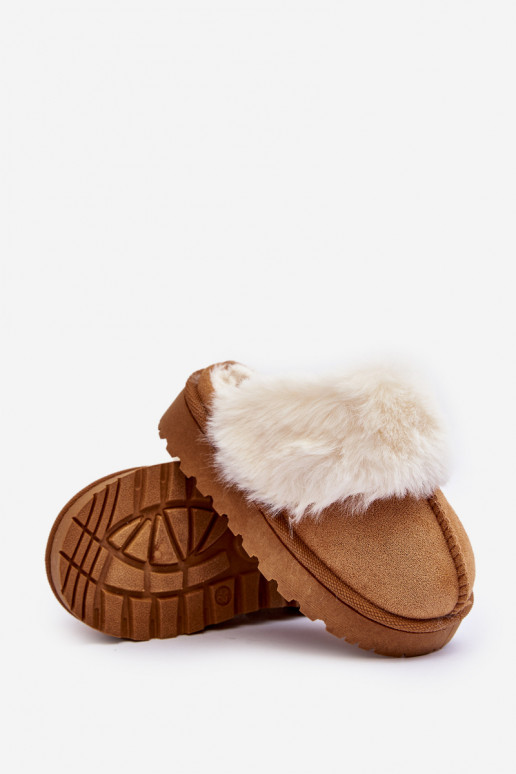 Zapatillas infantiles con pelo marrón Birasta