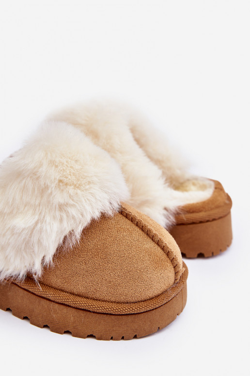 Zapatillas infantiles con pelo marrón Birasta