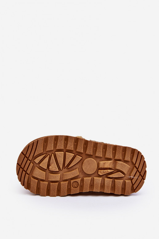 Zapatillas infantiles con pelo marrón Birasta