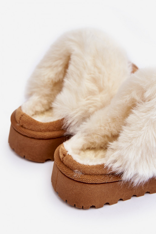 Zapatillas infantiles con pelo marrón Birasta