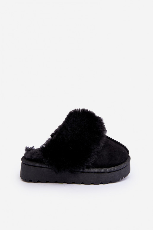 Pantuflas infantiles con pelo en color negro Birasta