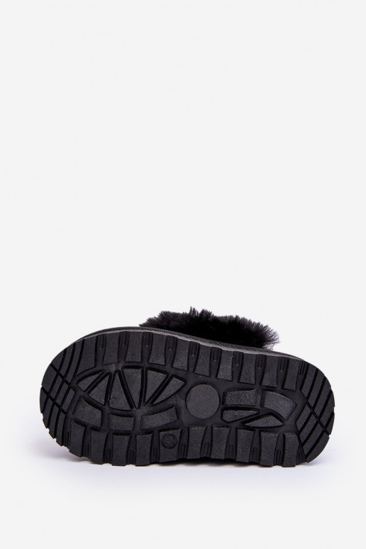 Pantuflas infantiles con pelo en color negro Birasta
