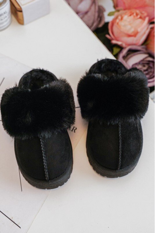 Pantuflas infantiles con pelo en color negro Birasta