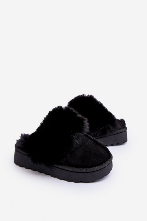 Pantuflas infantiles con pelo en color negro Birasta