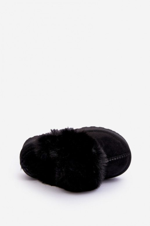 Pantuflas infantiles con pelo en color negro Birasta