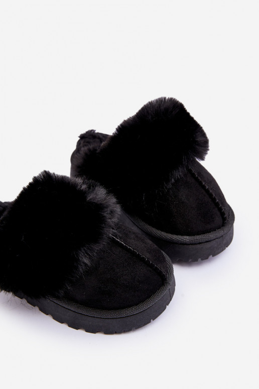 Pantuflas infantiles con pelo en color negro Birasta