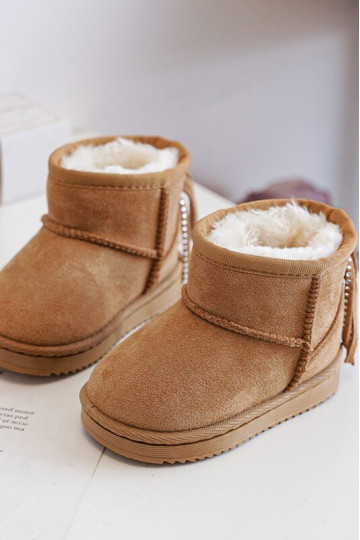 Cálidas botas de invierno infantil con flecos en color marrón Mikyla