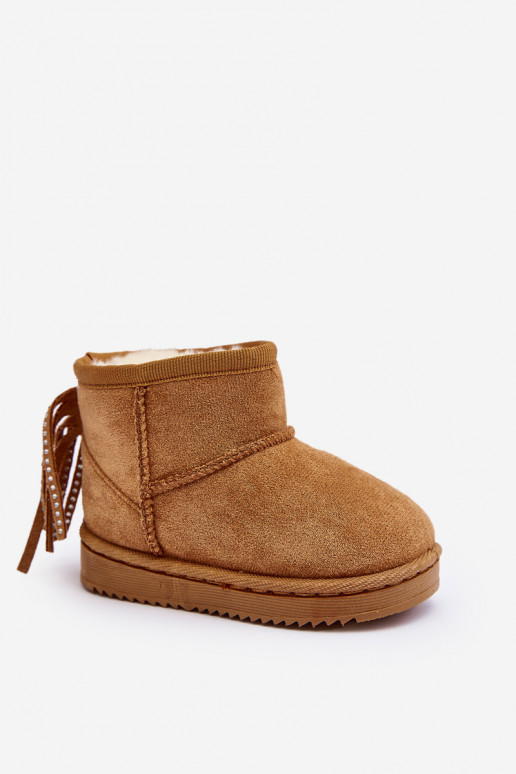 Cálidas botas de invierno infantil con flecos en color marrón Mikyla