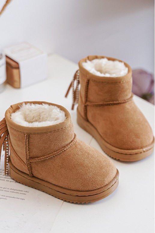 Cálidas botas de invierno infantil con flecos en color marrón Mikyla