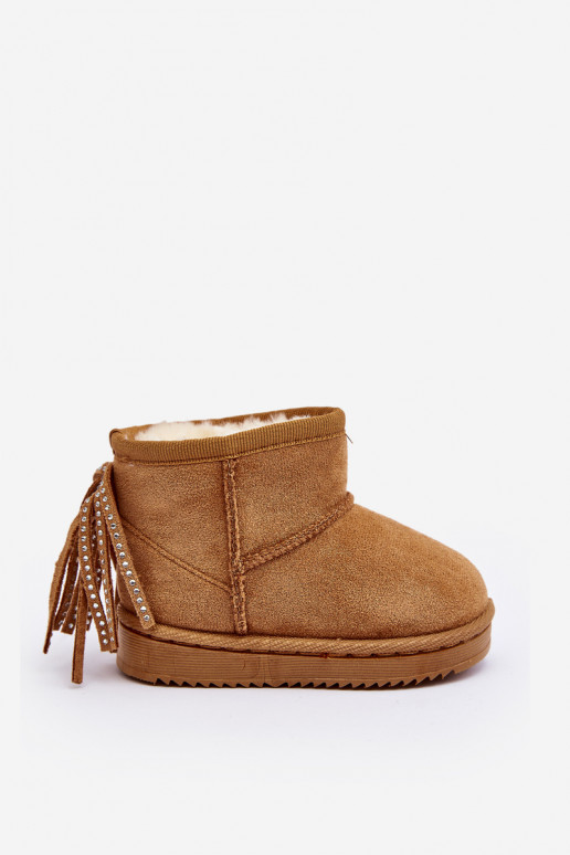 Cálidas botas de invierno infantil con flecos en color marrón Mikyla