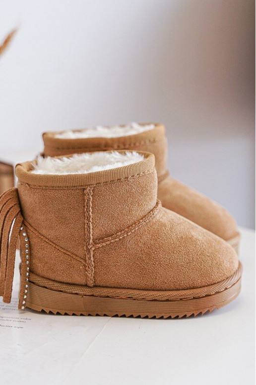 Cálidas botas de invierno infantil con flecos en color marrón Mikyla