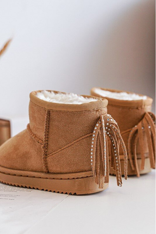 Cálidas botas de invierno infantil con flecos en color marrón Mikyla