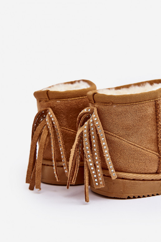 Cálidas botas de invierno infantil con flecos en color marrón Mikyla