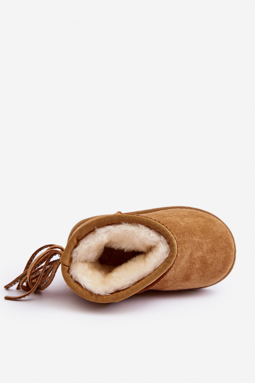 Cálidas botas de invierno infantil con flecos en color marrón Mikyla