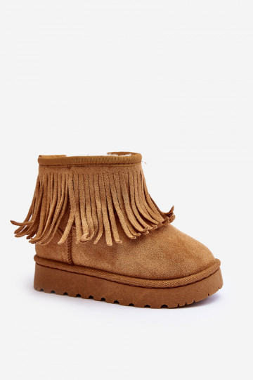 Botas de nieve calentadas para niños i Frędzlami color marrón Nimia