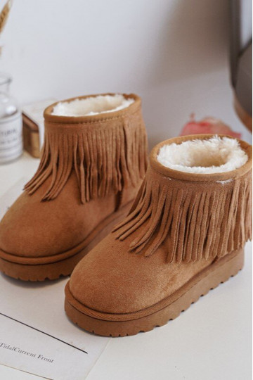 Botas de nieve calentadas para niños i Frędzlami color marrón Nimia 2