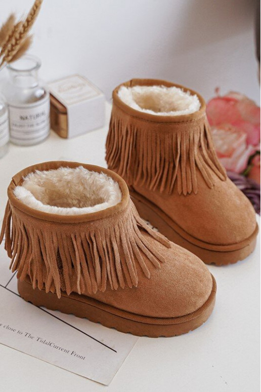 Botas de nieve calentadas para niños i Frędzlami color marrón Nimia