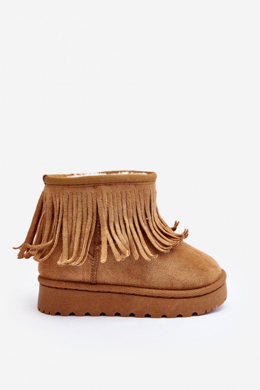 Botas de nieve calentadas para niños i Frędzlami color marrón Nimia
