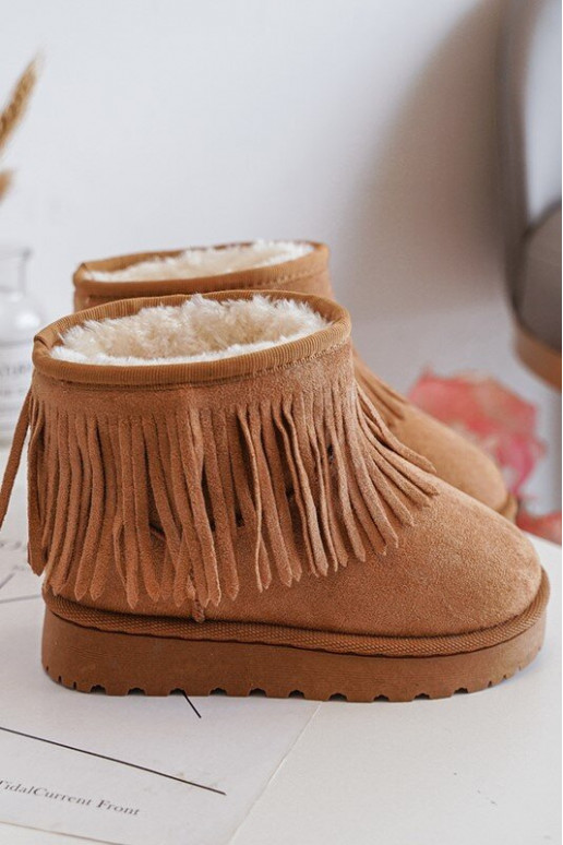 Botas de nieve calentadas para niños i Frędzlami color marrón Nimia