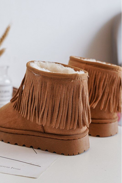 Botas de nieve calentadas para niños i Frędzlami color marrón Nimia