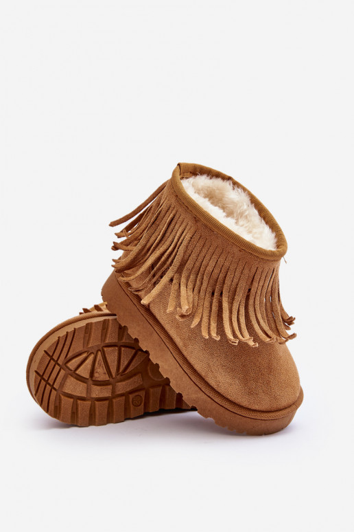 Botas de nieve calentadas para niños i Frędzlami color marrón Nimia