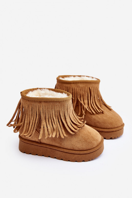 Botas de nieve calentadas para niños i Frędzlami color marrón Nimia