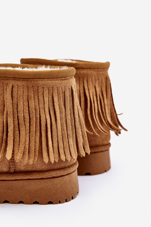 Botas de nieve calentadas para niños i Frędzlami color marrón Nimia