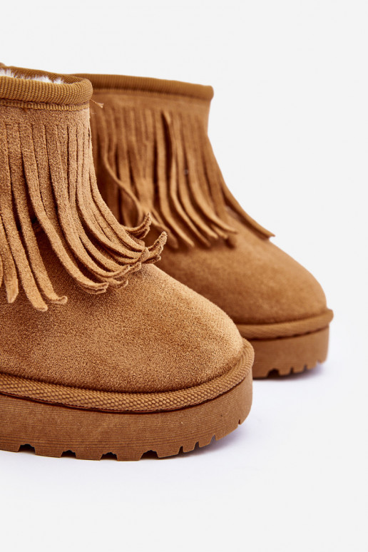 Botas de nieve calentadas para niños i Frędzlami color marrón Nimia