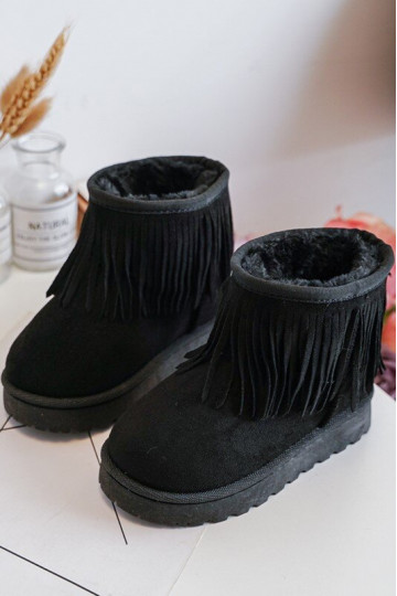 Botas de nieve calentadas para niños i Frędzlami color negro Nimia 2
