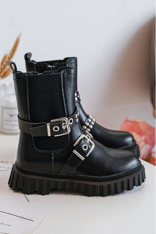 Botas elegantes con cremalleras Infantil color negro Adeneia