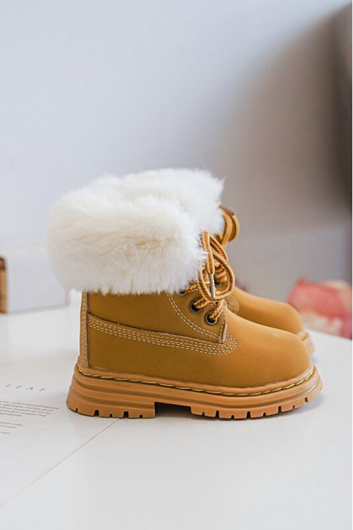 Botas infantiles con cordones y cremalleras con pelo en color marrón Gerande