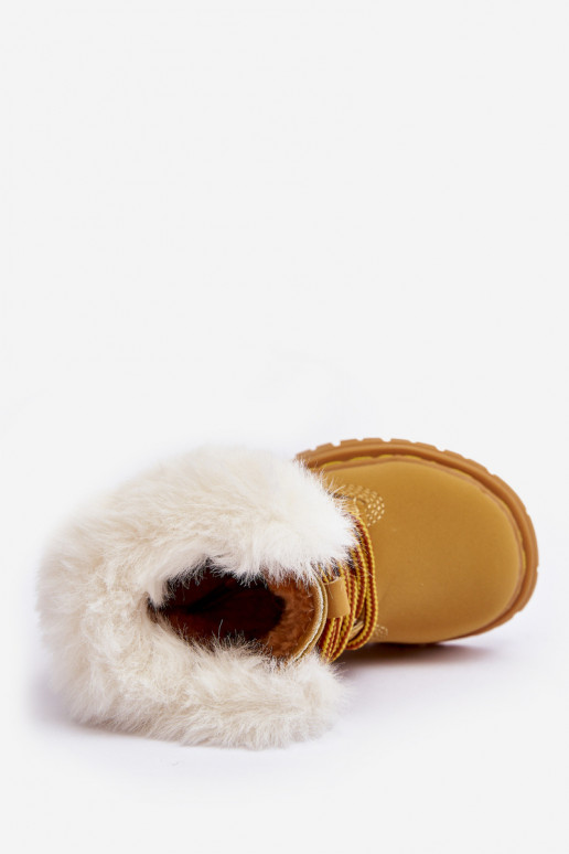 Botas infantiles con cordones y cremalleras con pelo en color marrón Gerande