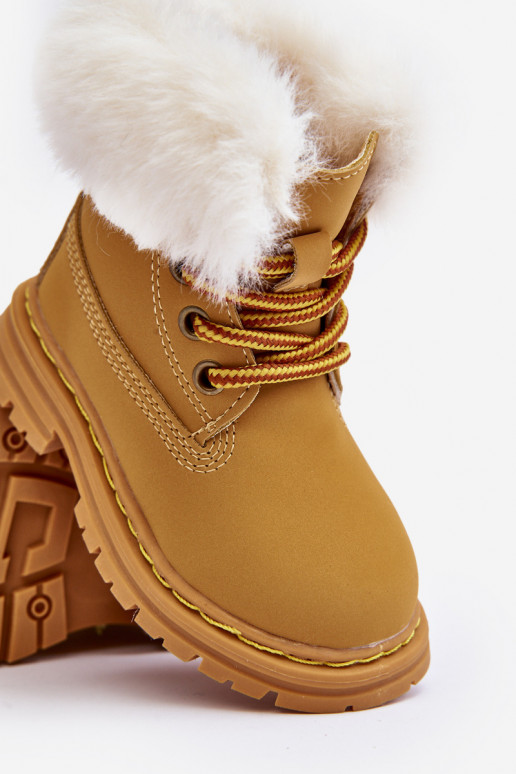 Botas infantiles con cordones y cremalleras con pelo en color marrón Gerande