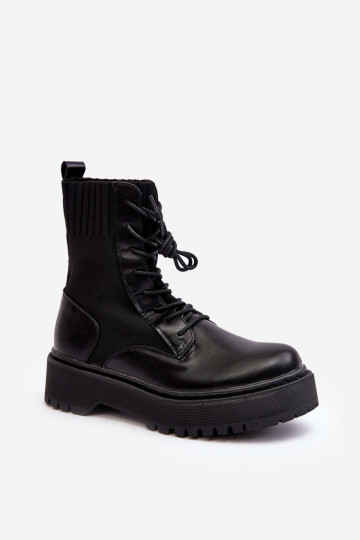 Botas con suela tipo calcetín con cordones en color negro Dedinva
