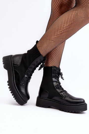 Botas con suela tipo calcetín con cordones en color negro Dedinva 2