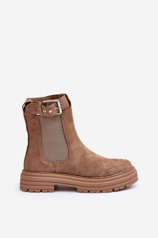 elegantes botas de ante con modernas suelas masivas en beige Ozaro elegantes botas de ante con modernas suelas masivas en beige Ozaro