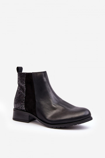 Botas de tacón ancho con escamas brillantes en negro Messio 2