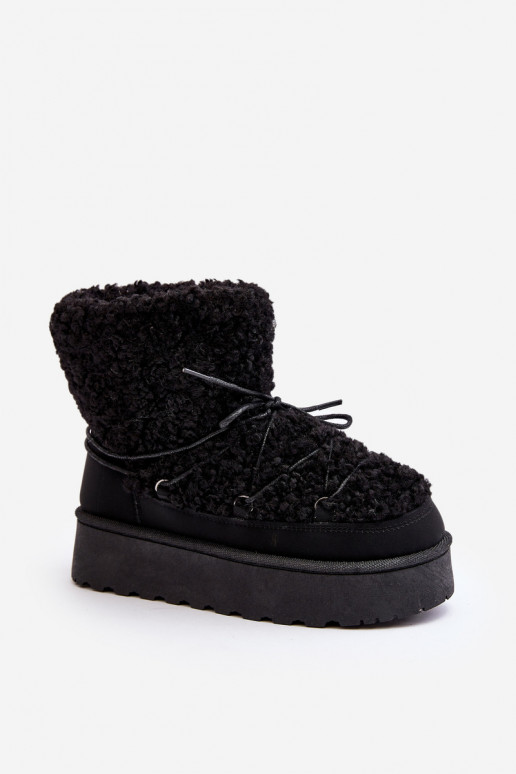 Botas de invierno con cordones y suela maciza en color negro Loso