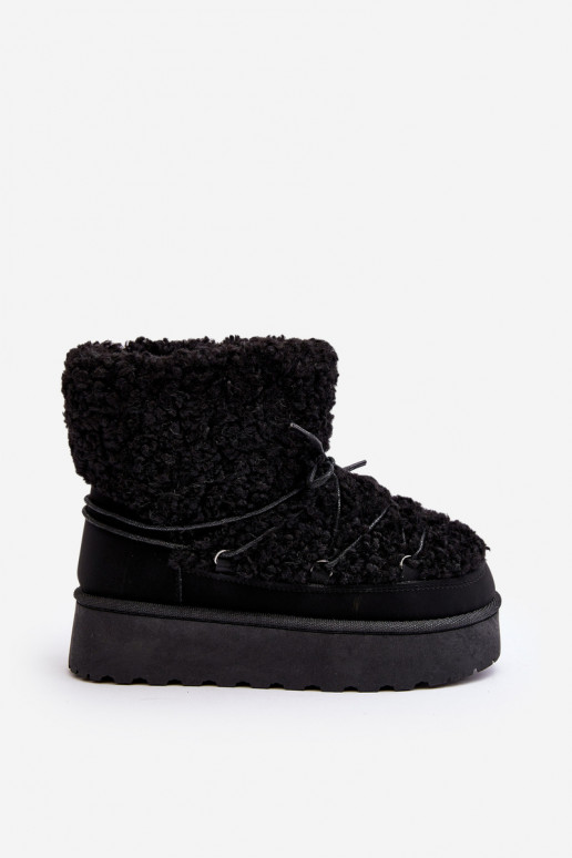 Botas de invierno con cordones y suela maciza en color negro Loso