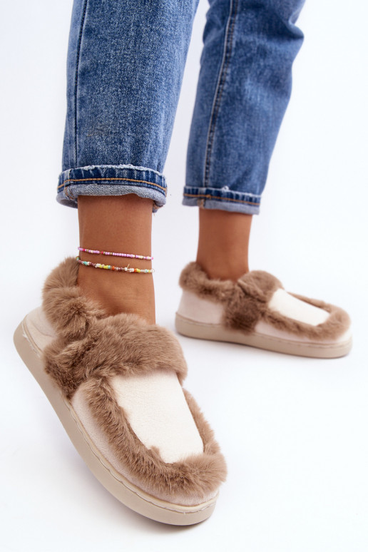 Pantuflas con pelo beige Sailey