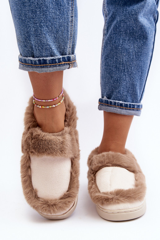 Pantuflas con pelo beige Sailey
