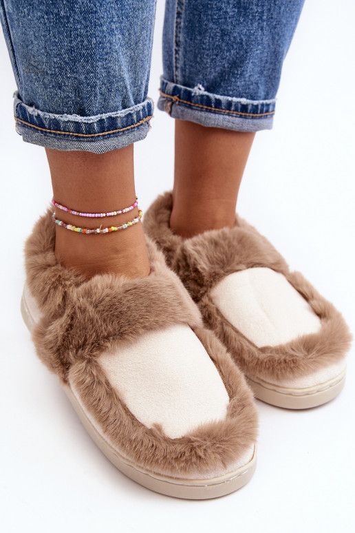 Pantuflas con pelo beige Sailey