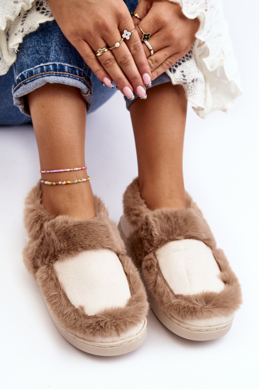 Pantuflas con pelo beige Sailey