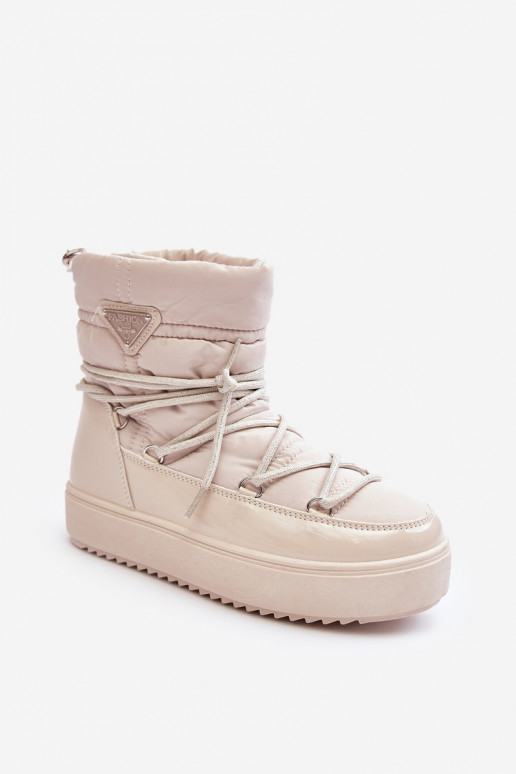 botas de nieve con plataforma y detalles elegantes en beige Fleure botas de nieve con plataforma y detalles elegantes en beige Fleure