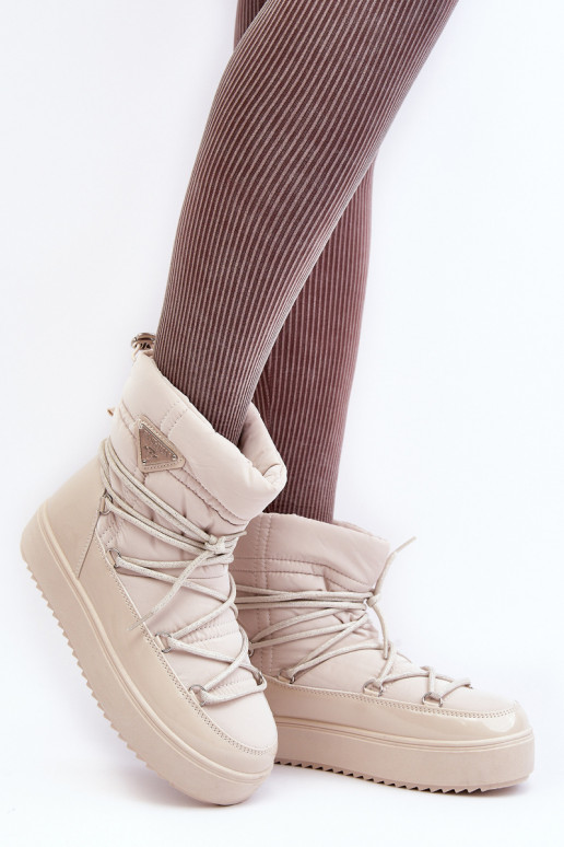 botas de nieve con plataforma y detalles elegantes en beige Fleure